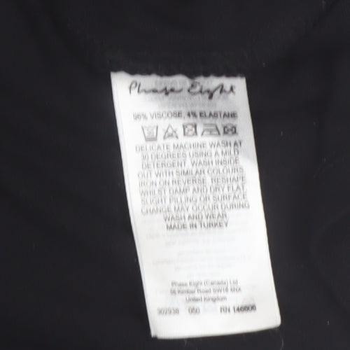 Phase Eight Women's Black Viscose Tunic Top UK 12 3/4 Sleeve