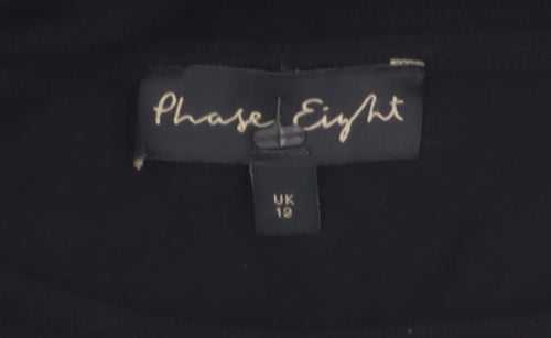 Phase Eight Women's Black Viscose Tunic Top UK 12 3/4 Sleeve