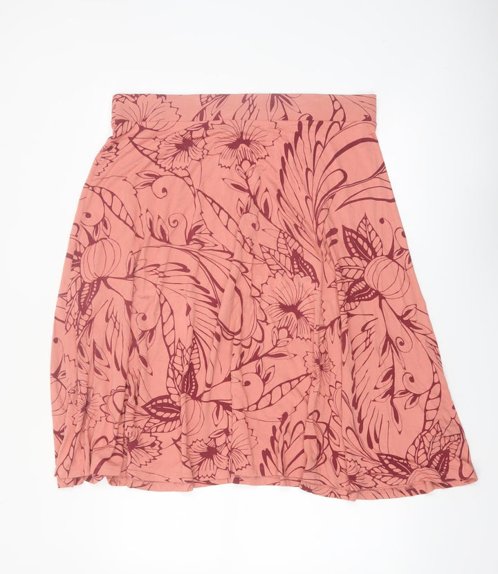 Marks and Spencer Women’s Pink Floral Jersey A-Line Skirt Size 18