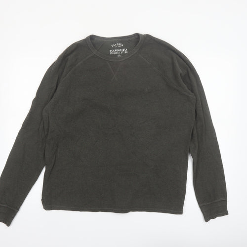 FatFace Men’s Green Cotton Long Sleeve Regular Fit Top M