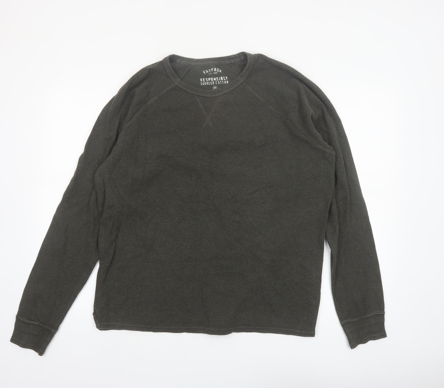 FatFace Men’s Green Cotton Long Sleeve Regular Fit Top M