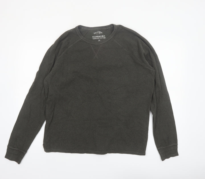 FatFace Men’s Green Cotton Long Sleeve Regular Fit Top M