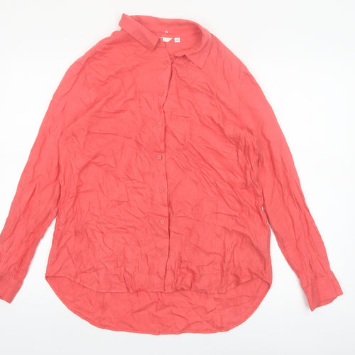 Uniqlo Womens Pink Long Sleeve Viscose Button-Up Shirt S