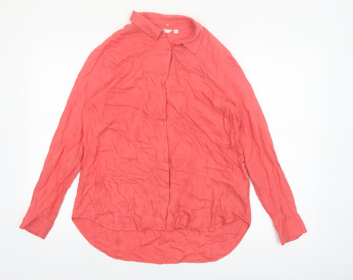 Uniqlo Womens Pink Long Sleeve Viscose Button-Up Shirt S