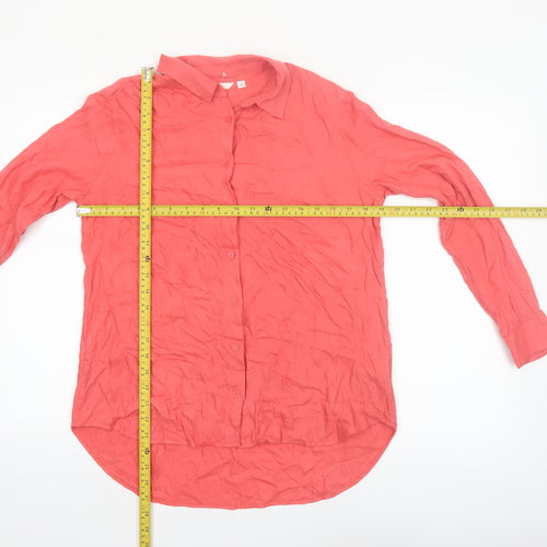 Uniqlo Womens Pink Long Sleeve Viscose Button-Up Shirt S