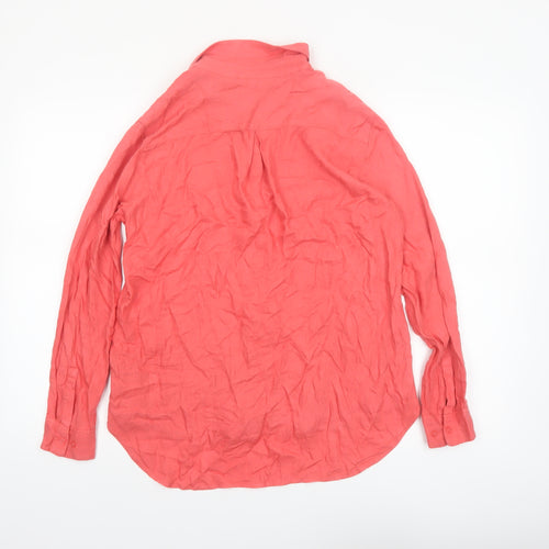 Uniqlo Womens Pink Long Sleeve Viscose Button-Up Shirt S