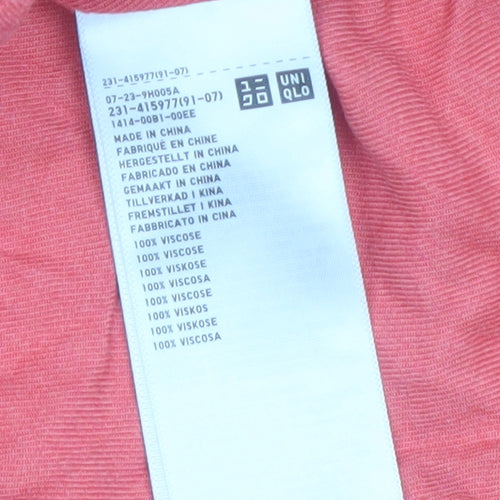 Uniqlo Womens Pink Long Sleeve Viscose Button-Up Shirt S
