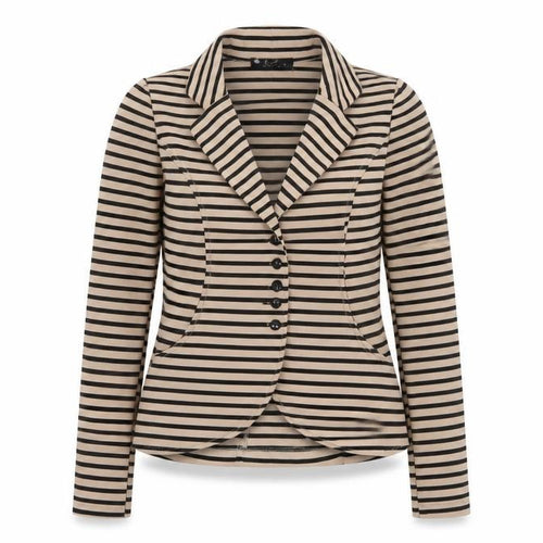 Eve Seduire Womens Beige Striped Slim Fit Blazer Size 8