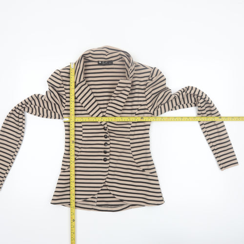 Eve Seduire Womens Beige Striped Slim Fit Blazer Size 8