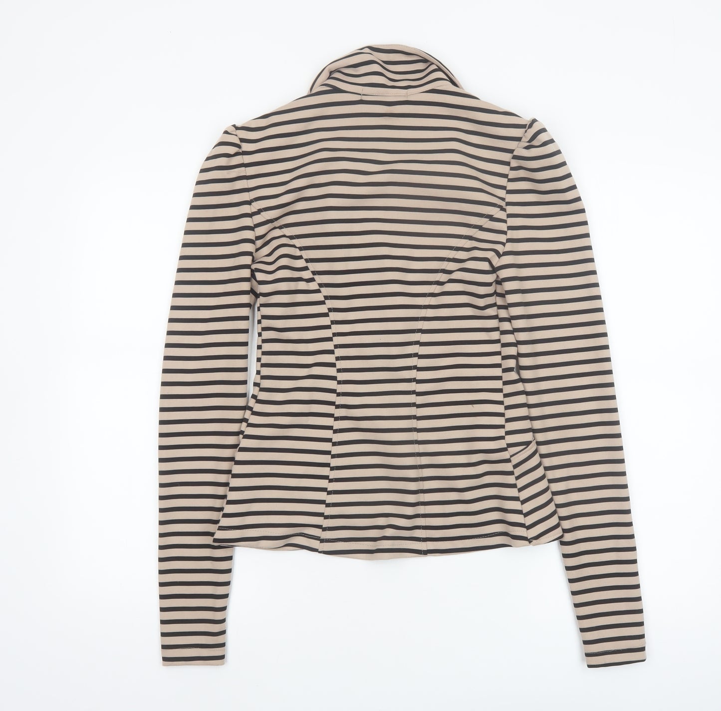 Eve Seduire Womens Beige Striped Slim Fit Blazer Size 8