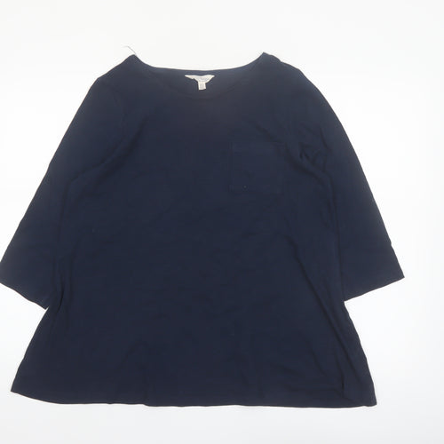 Seasalt Cornwall Women's Navy Organic Cotton 3/4 Sleeve Tunic UK 14
