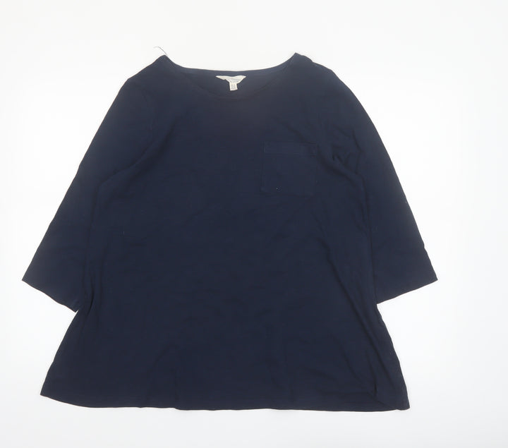 Seasalt Cornwall Women's Navy Organic Cotton 3/4 Sleeve Tunic UK 14