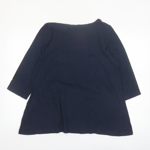 Seasalt Cornwall Women's Navy Organic Cotton 3/4 Sleeve Tunic UK 14