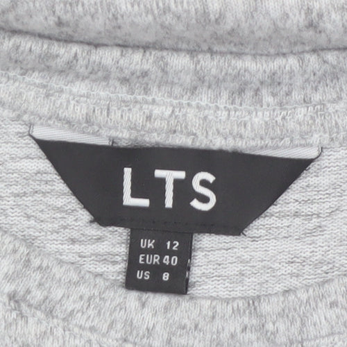 LTS Women's Grey Sequin Star Long Sleeve Tall Jersey Top UK 12