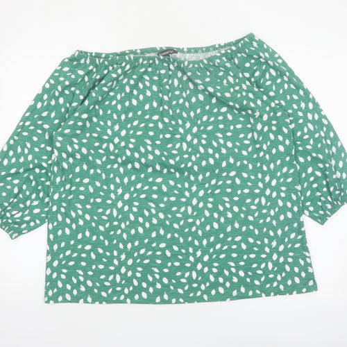 Bonmarché Women’s Green Floral Cotton 3/4 Sleeve Tunic Blouse Size 14