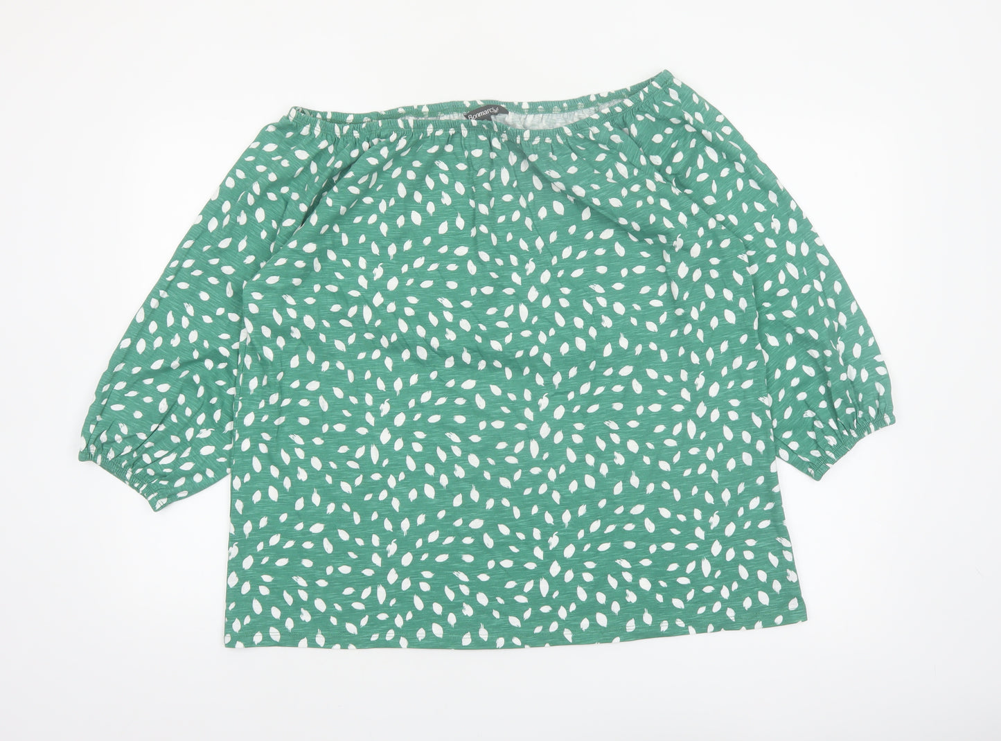 Bonmarché Women’s Green Floral Cotton 3/4 Sleeve Tunic Blouse Size 14