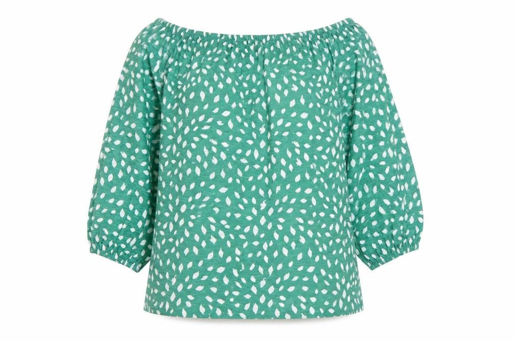 Bonmarché Women’s Green Floral Cotton 3/4 Sleeve Tunic Blouse Size 14
