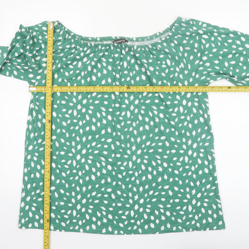 Bonmarché Women’s Green Floral Cotton 3/4 Sleeve Tunic Blouse Size 14