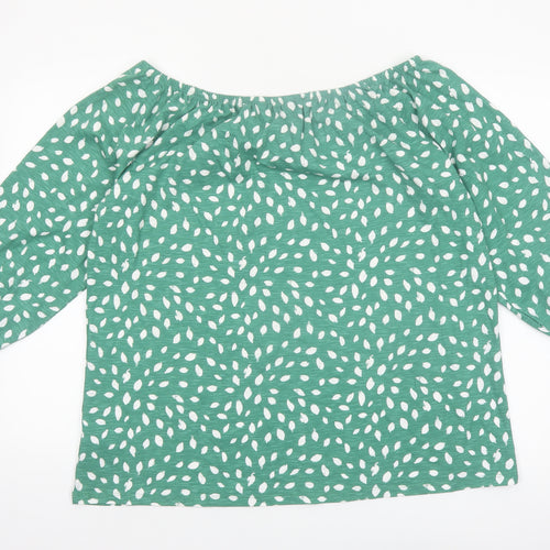 Bonmarché Women’s Green Floral Cotton 3/4 Sleeve Tunic Blouse Size 14