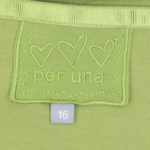 Marks and Spencer Per Una Green 3/4 Sleeve Women’s T-Shirt Size 16
