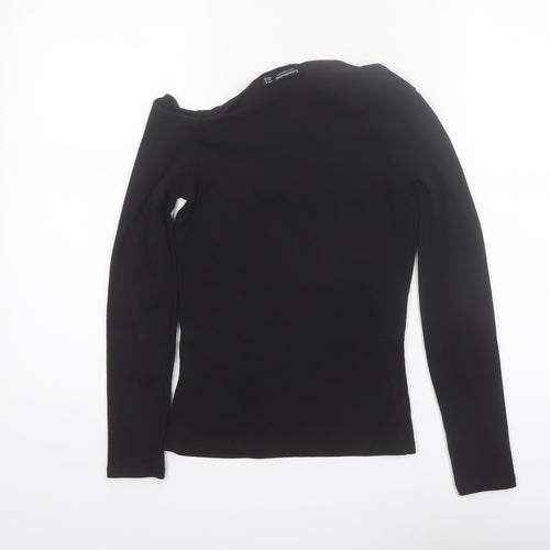 Stradivarius Women Black Off Shoulder Long Sleeve Slim Fit Top M