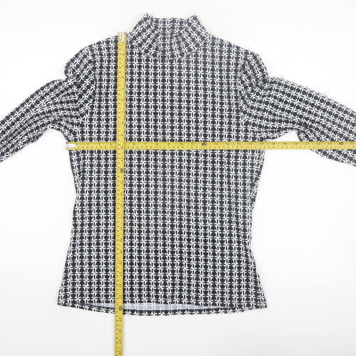 Marks and Spencer Women's Black Geometric Roll Neck Long Sleeve Top Size 14