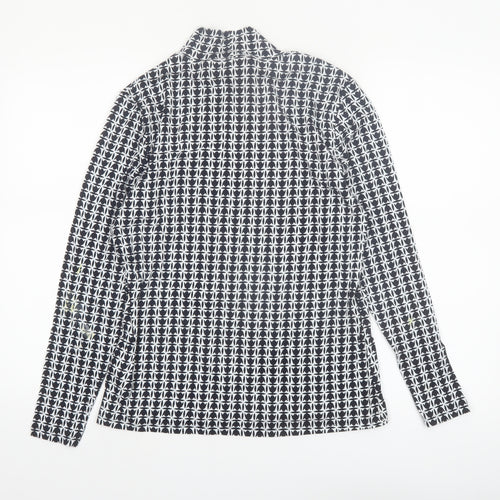 Marks and Spencer Women's Black Geometric Roll Neck Long Sleeve Top Size 14