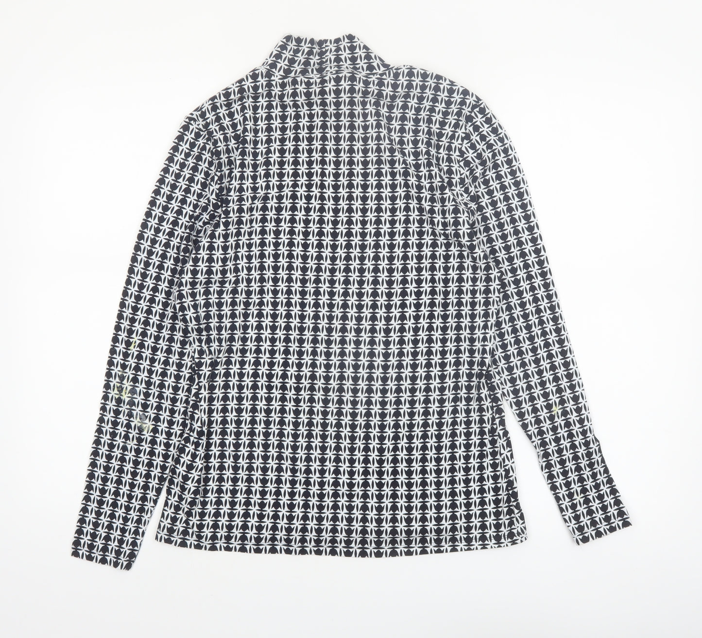 Marks and Spencer Women's Black Geometric Roll Neck Long Sleeve Top Size 14
