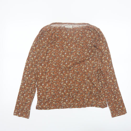Burgs Women's Brown Floral Long Sleeve Cotton Modal Top Size 12
