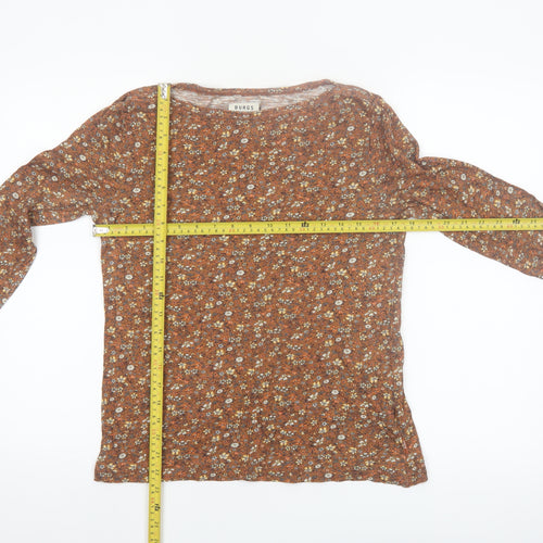 Burgs Women's Brown Floral Long Sleeve Cotton Modal Top Size 12
