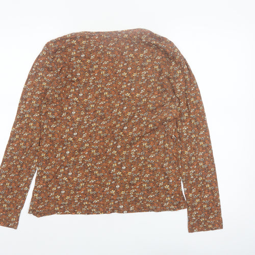 Burgs Women's Brown Floral Long Sleeve Cotton Modal Top Size 12
