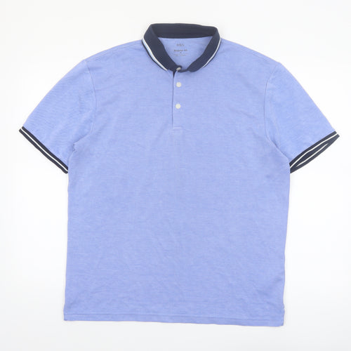 Marks and Spencer Men's Blue Regular Fit Polo Shirt Size M