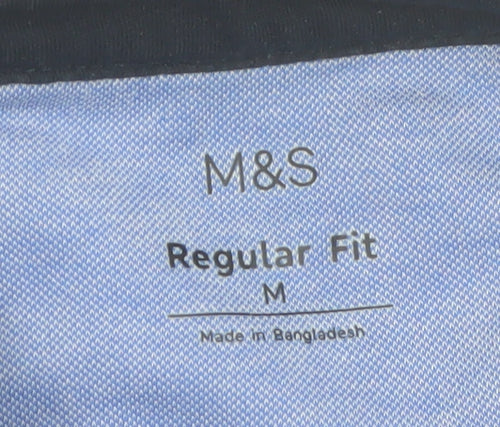 Marks and Spencer Men's Blue Regular Fit Polo Shirt Size M