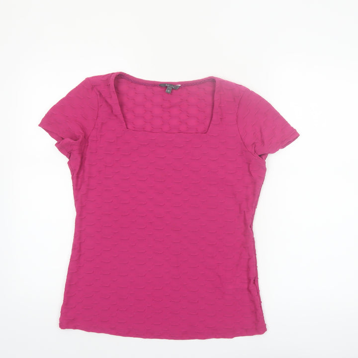 Marks and Spencer Per Una Women's Pink Square Neck Stretch T-Shirt Size 12