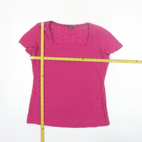 Marks and Spencer Per Una Women's Pink Square Neck Stretch T-Shirt Size 12