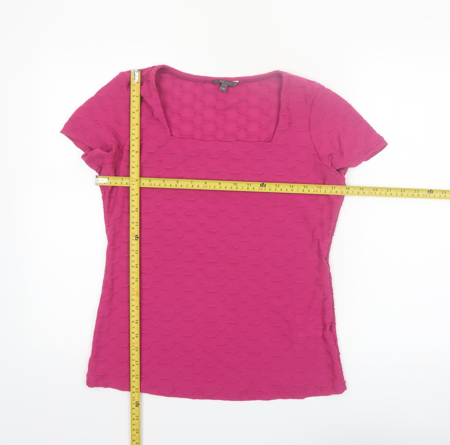 Marks and Spencer Per Una Women's Pink Square Neck Stretch T-Shirt Size 12