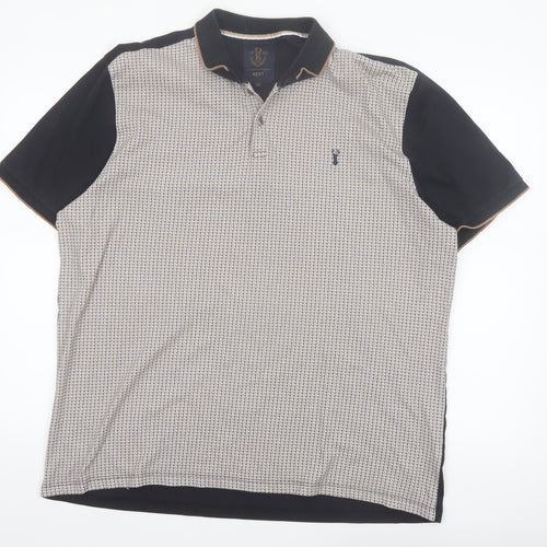 Next Men's Beige & Black Short Sleeve Cotton Polo Shirt XXL