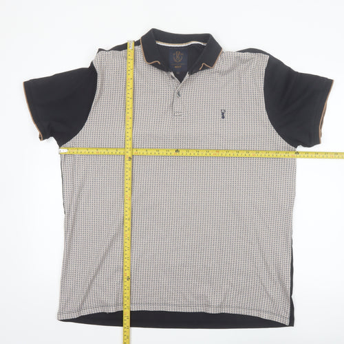 Next Men's Beige & Black Short Sleeve Cotton Polo Shirt XXL
