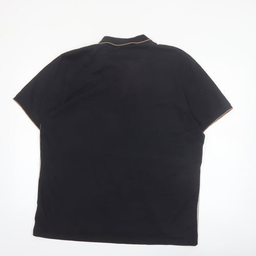 Next Men's Beige & Black Short Sleeve Cotton Polo Shirt XXL