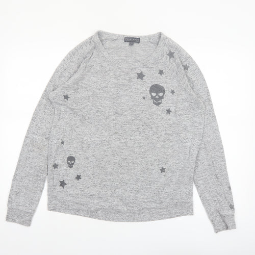 P.J. Salvage Women's Grey Skull Star Jersey Long Sleeve Top Size 10