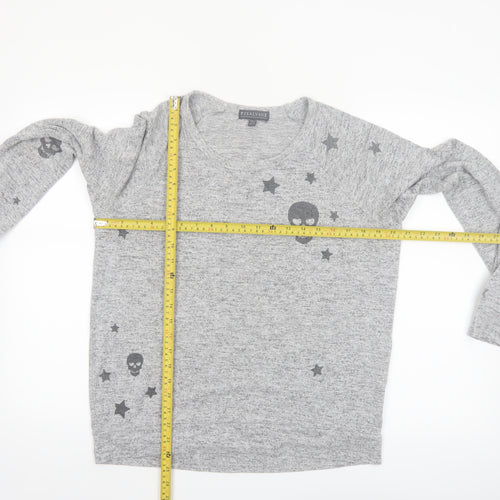 P.J. Salvage Women's Grey Skull Star Jersey Long Sleeve Top Size 10
