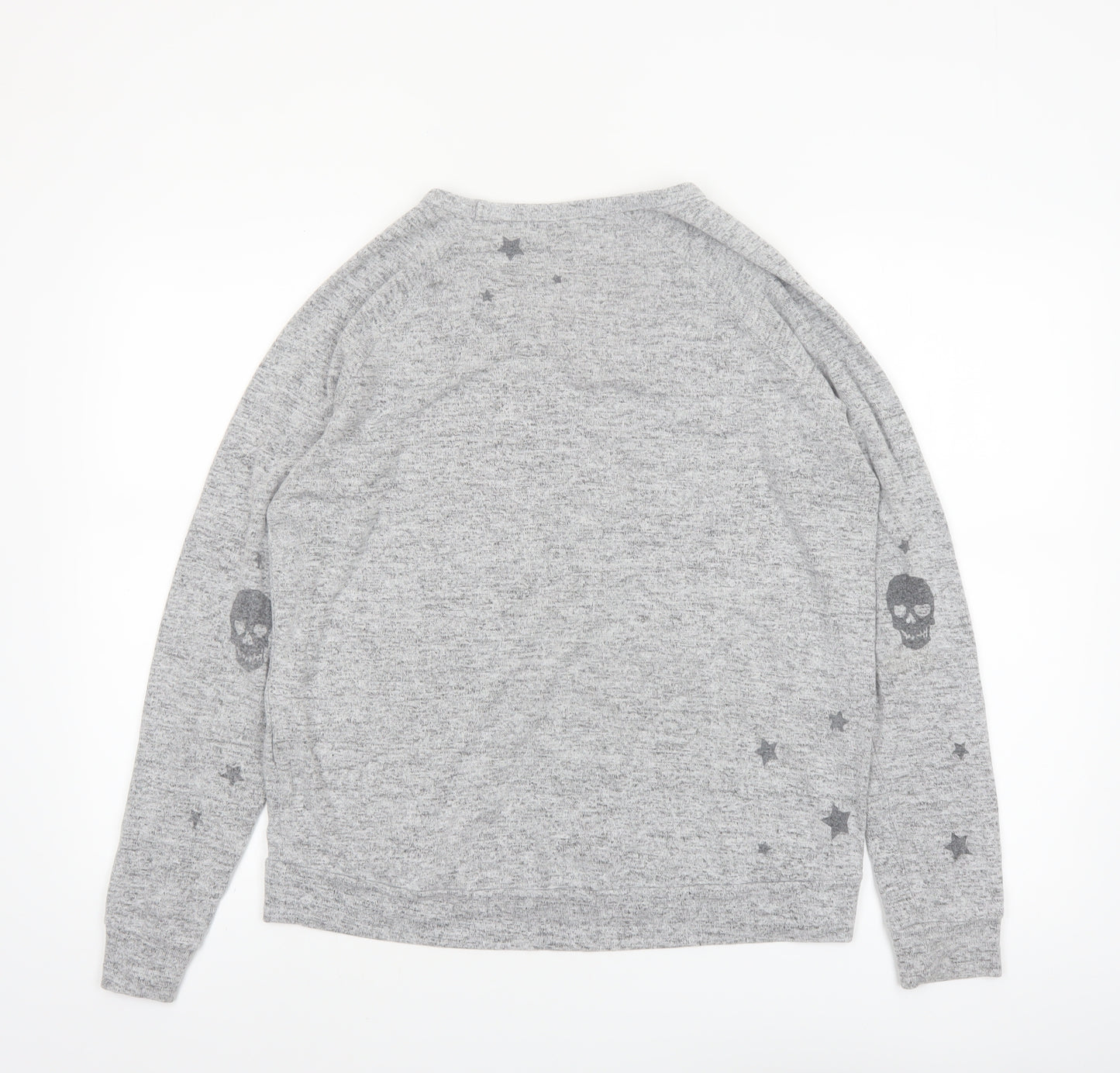 P.J. Salvage Women's Grey Skull Star Jersey Long Sleeve Top Size 10