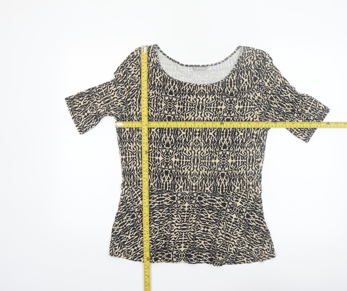 Marks and Spencer Women’s Black Animal Print Jersey Blouse UK 12