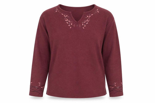 Front view of Debenhams Women Red Embroidered V-Neck Knit Jumper, size 10