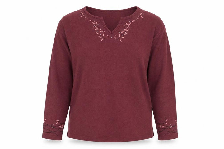 Debenhams Women Red Embroidered V-Neck Knit Jumper Size 10