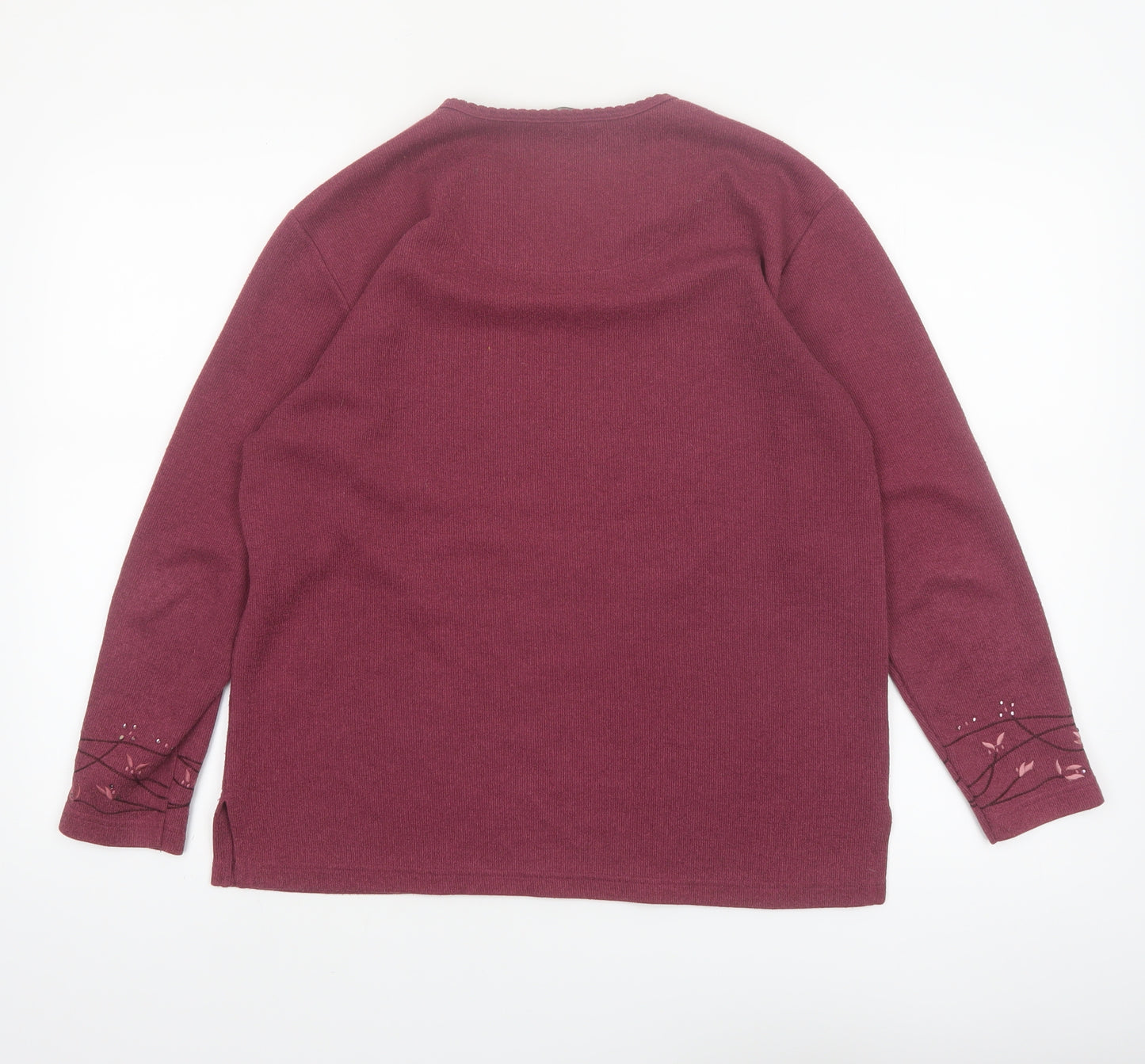 Debenhams Women Red Embroidered V-Neck Knit Jumper Size 10