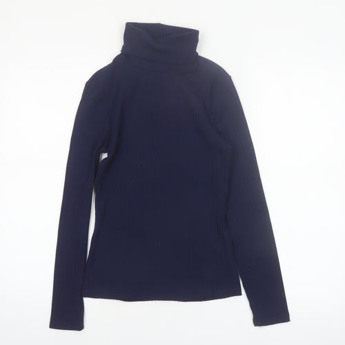 River Island Women's Blue Roll Neck Long Sleeve Slim Fit Top Size 8