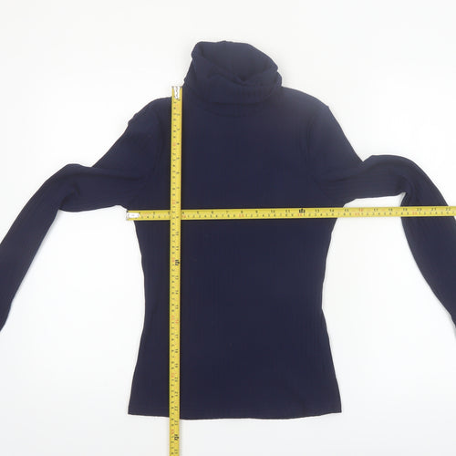 River Island Women's Blue Roll Neck Long Sleeve Slim Fit Top Size 8
