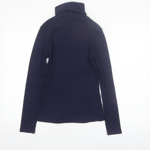 River Island Women's Blue Roll Neck Long Sleeve Slim Fit Top Size 8