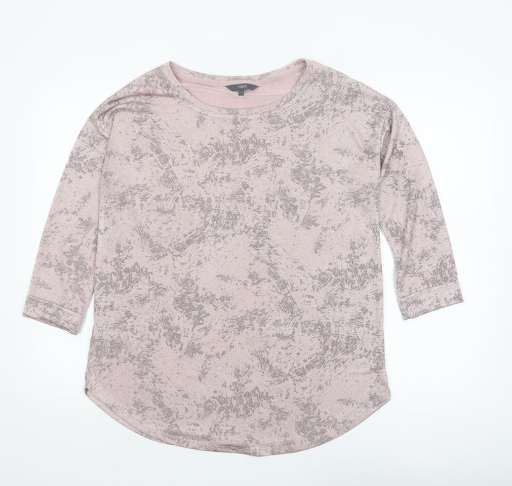 Next Women's Pink Abstract 3/4 Sleeve Jersey T-Shirt Size 12
